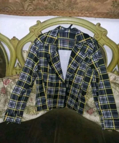 Casaco feminino xadrez amarelo