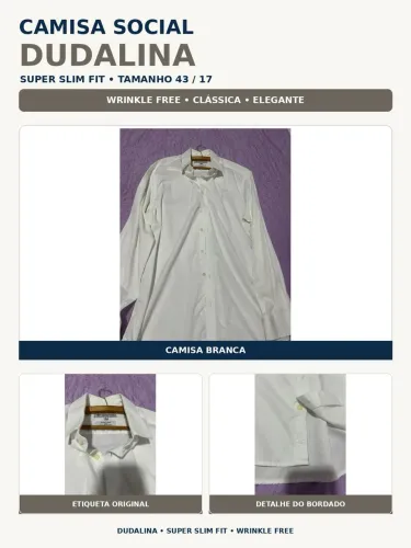 Camisa social branca Dudalina original tamanho 42/43