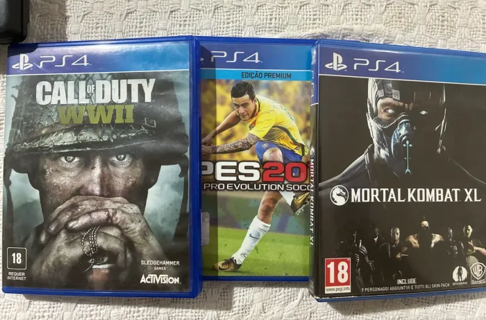 Jogos PS4 Originais - COD WWII + PES 2018 + Mortal Kombat XL