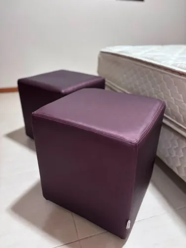 Par de Puffs Cubo Tok Stok - Courino Roxo