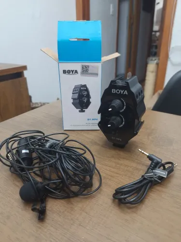 Microfone lapela para câmera + Adaptador duplo (p/ segundo microfone)