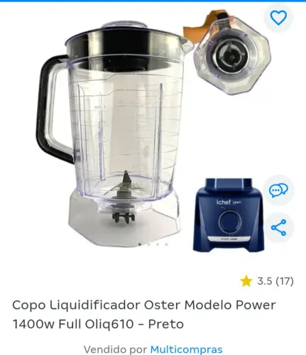 Copo liquidificador Oster oliq 610 com tampa original