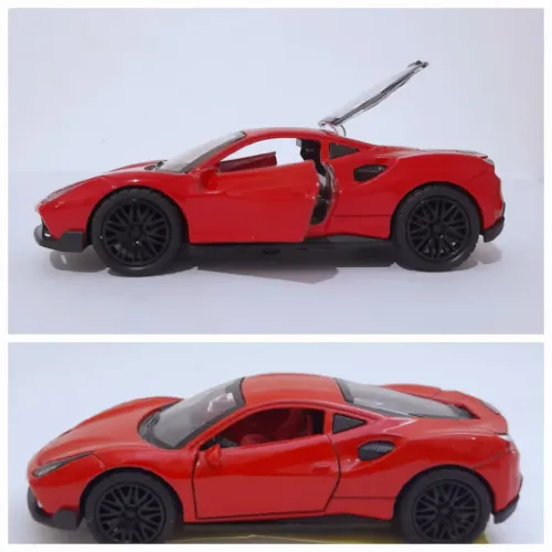Carrinho de Brinquedo Miniatura de Metal Ferrari 488 GTB Com Fricção Escala 1/36