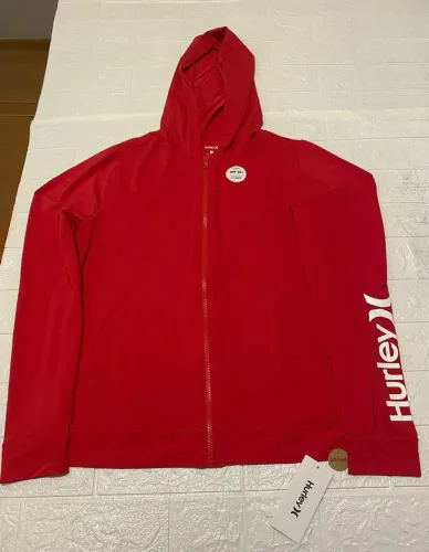 Blusa Hurley UPF 50+ Capuz Zíper Vermelha Tam L Nova com Etiqueta