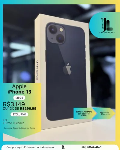 IPHONE 13, 5G, 128GB, LACRADO, EXCLUSIVO!