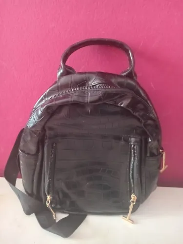 Mochila Peta & Jain croc mini backpck preta