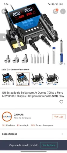 Estação de retrabalho, solda