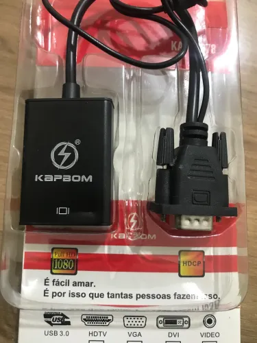 Adaptador de video USB 3.0 da KapBom, com saída para VGA, e suporte a Full HD 1080p.