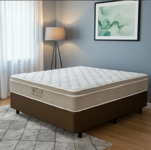 PROMOÇÃO BASE BOX CASAL SIMPLES + COLCHÃO ORTOBOM CASAL D26 MOLAS ENSACADA 