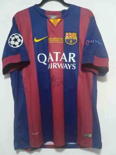 Camisa Barcelona Final Champions 2014 / 2015 #10 Messi Autografada Certificada