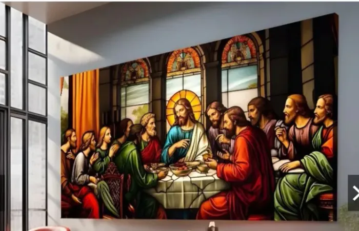 Quadro Decorativo Santa Ceia de Jesus Religioso