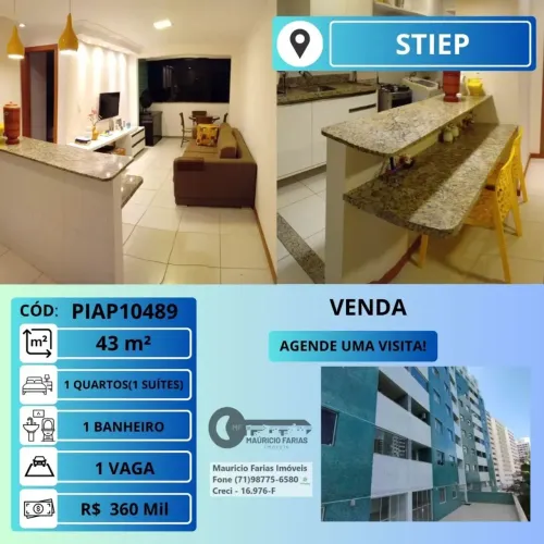 APARTAMENTO 1 QUARTO (1 SUÍTE) COM 43M² NO STIEP