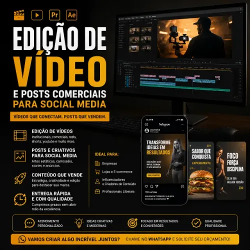 Faço edição de video, posts comerciais e para social media