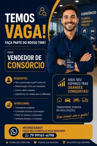 Estamos com 3 vagas disponíveis 