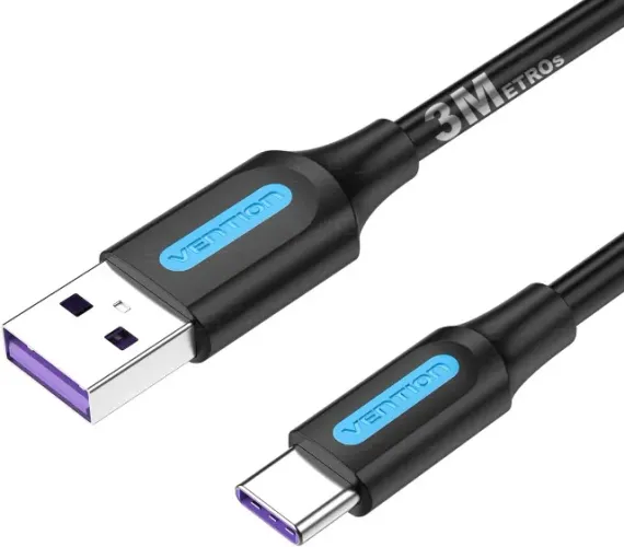 CABO CARREGAMENTO TURBO TIPO-C PARA USB A 100W 5A 3M (NOVO)