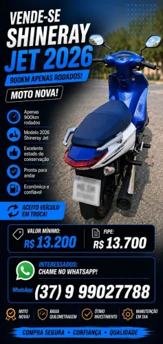 VENDE-SE SHINERAY JET 2026 - MOTO NOVA!