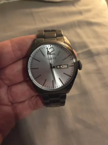 Relógio Guess Masculino Prata Aço Inoxidável Day-Date Original