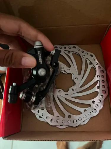 Pinça + par de discos para freio absolute mecânico 