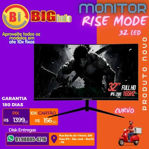 Monitor Gamer Curvo Rise Mode Essential 32", Full HD, 100Hz, IPS, FreeSync, HDR 400, HDMI 