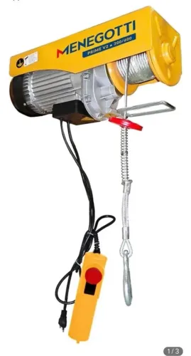 Talha Elétrica Menegotti Prime V2 300/600 kg - 110V 1500W com Controle (guindaste)