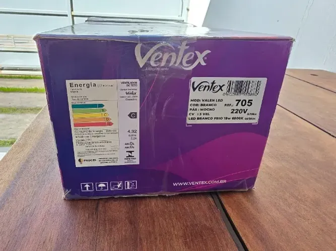 kit 2 Ventilador de teto Ventex Valen Led com 3 Pás de MDF Mogno estrutura branco 1,1 m de