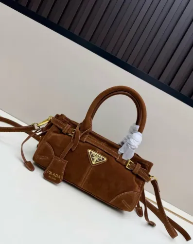 Bolsa Prada Bonnie Mini camurça - marrom 