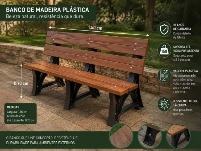 banco de madeira plastica