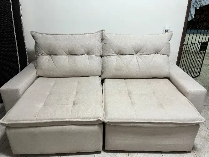 Sofá cama retrátil 2 lugares em linho