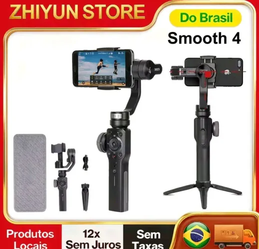 Estabilização: Mecânica em 3 eixos (pan, tilt e roll)