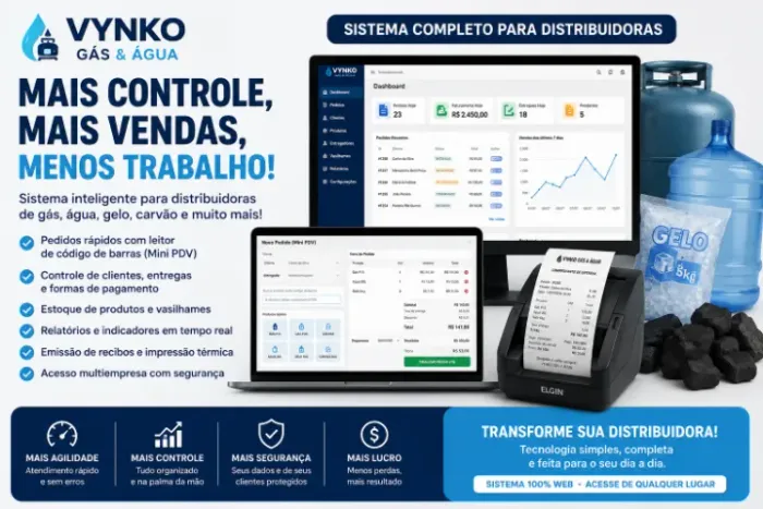 Sistema para Distribuidora de Gás e Água | Pedidos, Entregas e Controle