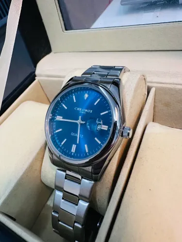 CHRONOS-Relógio de pulso masculino quartzo em aço inoxidável