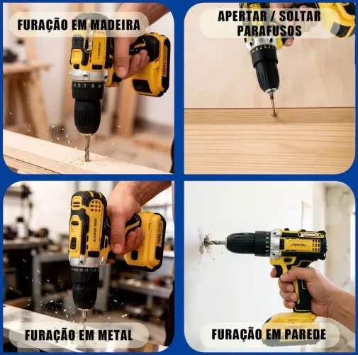 Parafusadeira furadeira 48v 2 Baterias com maleta e acessórios completo