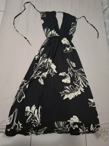 Vestido preto floral feminino - veste 36 ao 42