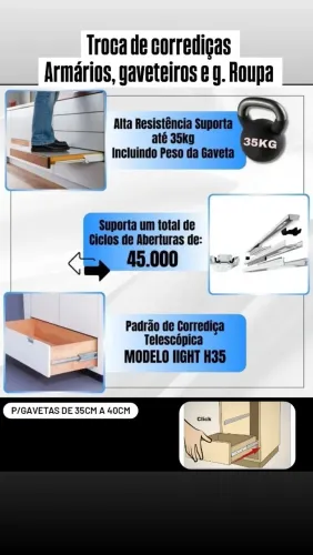 Manutenção de corrediças e gavetas