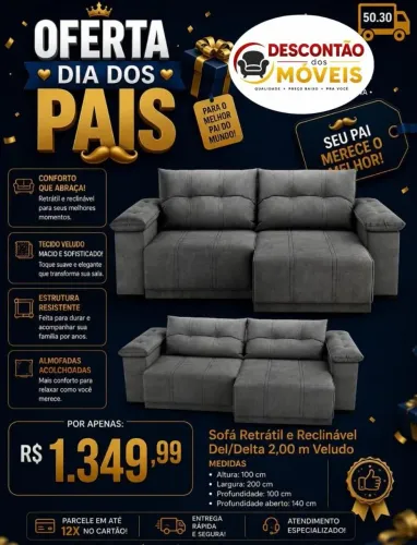 SOFÁ RETRÁTIL RECLINÁVEL