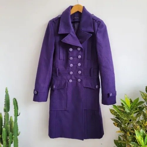 sobretudo roxo feminino impecável | tam: p | pacific blue | forrado | lã batida