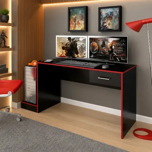 Oferta mesa gamer preto vermelho