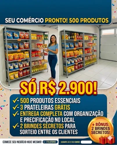 SEU COMÉRCIO PRONTO com 500 produtos!