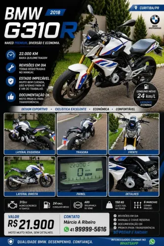 BMW G310R 2018 - IMPECÁVEL! BAIXA KM! PRONTA PARA RODAR! ?