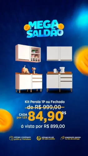 Promoção! Kit Cozinha Pérola- Entrega e montagem grátis pra Fortaleza 
