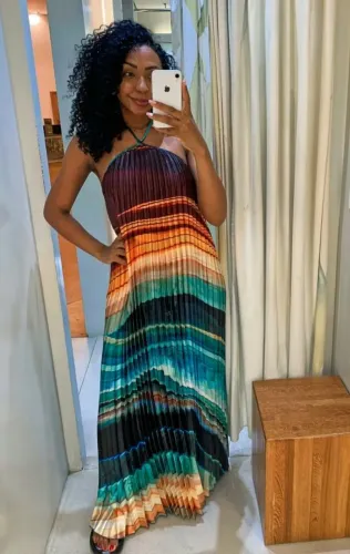 Vestido Farm novo (tag) Plissado Turmalina