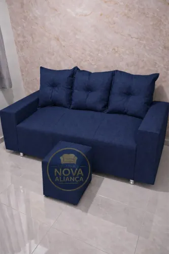 SOFÁ 3 lugares com puff + Entrega grátis