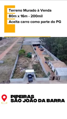 Terreno Murado 1.280 m² em Mato Escuro - São João da Barra