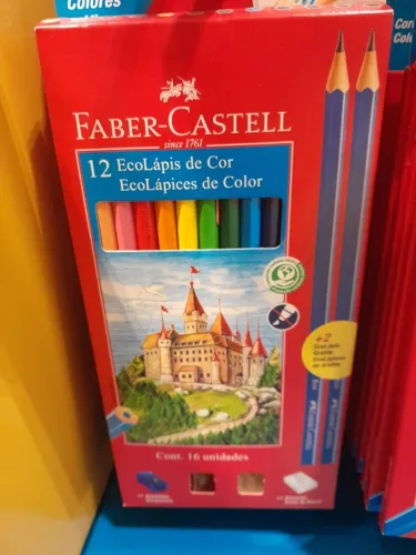 Ecolápis Faber-castell 12 Unidades+ Apontador+ Borracha+ 2 Lápis