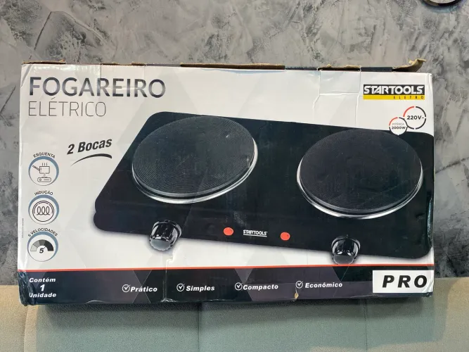 fogareiro elétrico portátil da marca Startools, modelo Pro, com duas bocas 220V.