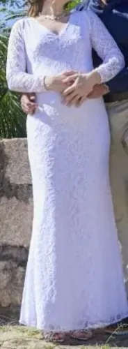Vestido Noiva Longo Renda Decote V Elefante