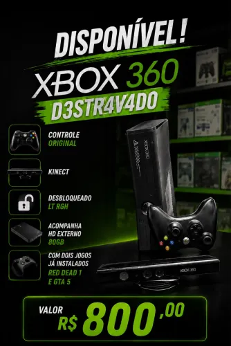 Xbox 360 slim (com HD externo com 2 jogos) 