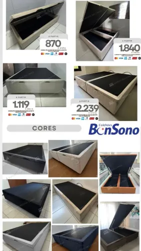 Base baú solteiro casal queen king bonsono pronta entrega consulte 