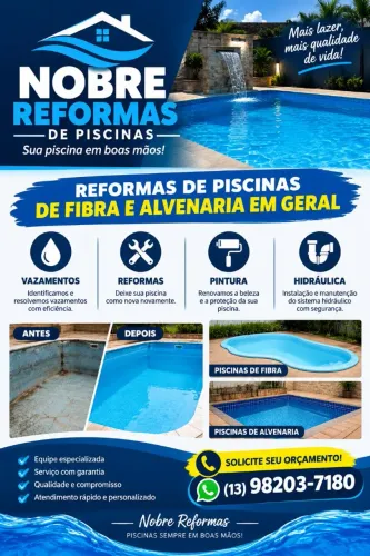 Reforma de piscinas, vazamento, pintura, hidráulica