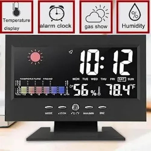 Relógio Digital LED Com Mostrador Meteorológico e Alarme
